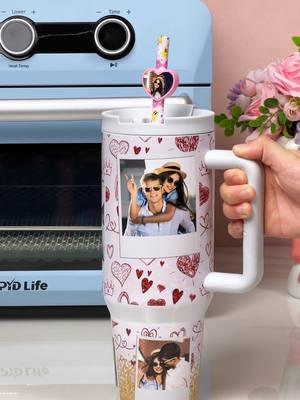 Valentine's Day Gift Idea! Add sweet memories on 40 OZ tumbler with sublimation straw and straw topper. #pydlife #valentinesdaygift #40oztumbler #sublimationtumblers #sublimationstrawtoppers #sublimationstraws  #sublimationoven #ValentinesDay  #sublimationblanks #diyvalentinesdaygift #fyp  #diyproject 