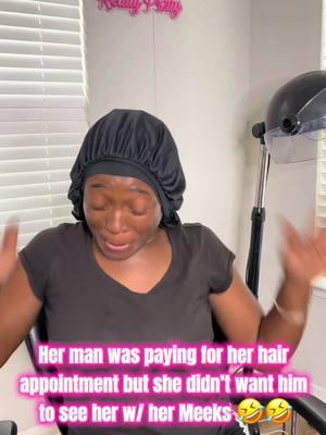 She said “he can’t see me like this!” 🤣🤣🤣  #thelacenerd #lacenerd #wigstranformation #meekmillbraids #beluckhair #wiginstall #wiginstall #beforeandafter #wigstylist #lacewig #hdlace #fyp #blackgirltiktok #tiktokban #fyp #foryou #beautytiktok #wigstyling #GlowUp #makeover #couplegoals 