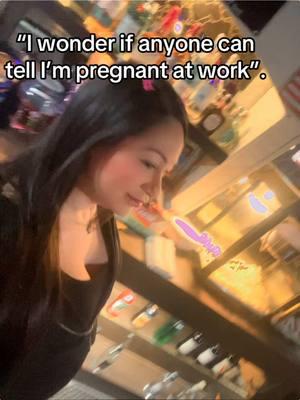 Can you guys tell? Or nah? 😂🤭🤰#7monthspregnant #pregnantbartender #bartenderproblems #fypシ゚viral #thepost 