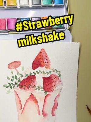 Draw something delicious 🤗🍓#meedenart #meeden #art #watercolor #food #delcious #coldweather #strawberry #milkshake 