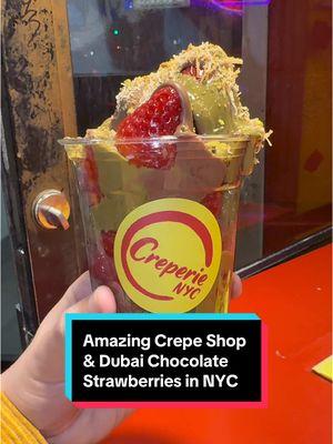 If you’re like me and have a sweet tooth, you need to adventure to @Creperie NYC - a family owned staple of the West Village & Lower East Side which has over 70 delicious sweet & savory crepes + chocolate strawberries (at the MacDougal location).  ⏰ They’re also open late (usually until 2am) which is perfect for late night cravings.  🍓 You can also find Dubai Chocolate Strawberries for under 20 dollars here (at the West Village shop) 😮  Who are you going here with? #creperie #creperienyc #nyccrepes #dubaichocolate #dubaichocolatestrawberries #dubaichocolatecrepe #nycrecs #nyceats #nycdessert #nyctreats #openlateinnyc #westvillage #lowereastside #nycbestspots #nycfoodie #nycbucketlist 