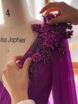 Making a v neck long sleeves fuchsia prom dress #dress #gown #prom #sewing #fashion #creative 