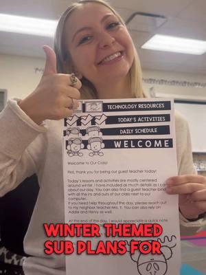 Check our Winter Sub Plans from SimplyKinder.com now!! ☃️❄️ Your go-to solution for a seamless and stress-free day away from the classroom!  ☃️❄️  Whether it's an emergency substitute or a scheduled break, we've got you covered with everything you need in one easy download. 🏫🎒 #sub #easyprep #stressfree #wintertheme #funactivities #allcontentareas #teachertools #subday #dayoff #nostress #winterwonderland 