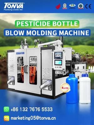 4 cavity plastic pesticide bottle blow molding machine fully automatic production line solution，dedicated to the development of professional equipment for agricultural packaging companies. According to your production needs, the machine can be customized with multiple cavities and multiple layers. The equipment runs stably, with high output and good quality. Contact us now to learn more! #plasticbottle #pesticide #pesticidebottle #plasticbottlemakingmachine #blowmoldingmachine #agriculture #chemicalpackaging #agriculturalpackaging #chemical #agricultural #agriculturalsprayer #farming #bouteilleenplastique #plasticblowingmachine #plasticmachine#chinesecompany