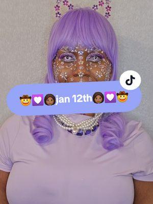 💜🤠💟👩🏾‍🦱Jan 12th👩🏾‍🦱💟🤠💜 @MoE  #transition #makeuptransition #outsidetransition #faceart #facejewels #glittermakeup #creativemakeup #faceartmakeup  #jan12th #lavenderhair #lavendermakeup #lavender #white #whiteeyes #purplemakeup #purplehair #purpleoutfit #Royalty #purpleboots #fitcheck #outfitoftheday #purplecowgirlhat #lavenderboots #purplecowgirls #Sunday #myfavoritecolor 