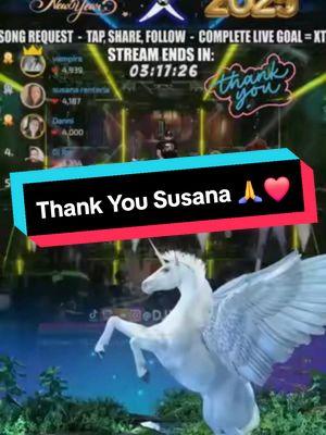 Thank you for all your love and support. Blessed to have u as my MOD, part of the X Fam & as my friend. TEAM NO SLEEP!! 🙌😊🙏❤️ @susana renteria  tiktoklive #unicornfantasy #clubx #fridaynights #deephouse #hardhouse