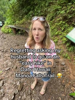 I couldn’t go any further 😂  #oahu #hawaii #Hiking #trail #marriedlife #vacation #couplecomedy #manoafalls #bucketlist 