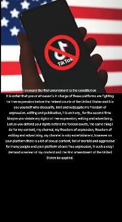 I demand the first amendment to the constitution It is unfair that you or whoever is in charge of these platforms are fighting for free expression before the federal courts of the United States and it is you yourself who disqualify, limit and subjugate my freedom of expression, editing and publication, it is an irony , for the second time Maybe you violate my rights of free expression, editing and advertising, just as you defend your rights before the federal courts, the same thing I do for my content, my channel, my freedom of expression, freedom of editing and advertising, my channel is only entertainment, however on your platform there is a lot of sexual content, full of morbid and aggressive for many people and your platform allows free expression, in such a way I demand a review of my content and the first amendment of the United States be applied. #band #basta #freedomofspeech #libertaddeexpresion #ibertaddeexpresion#libertad #edicion 