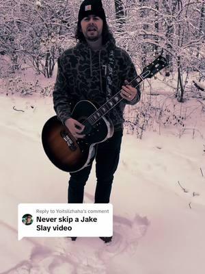 Replying to @Yoitslizhaha  hmmm new music soon? How soon yall want this song? #jakeslay #jakeslaymusic #music #fyp #artist #band #snow #winter #gibson #rock #texas #westernfashion 