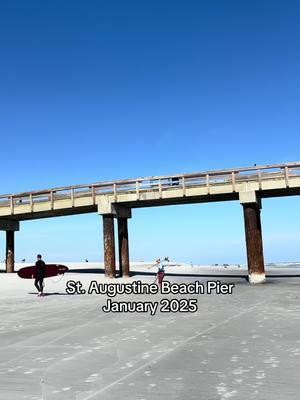 The St.Johns County Ocean Pier at St. Augustine Beach, Florida — January 2025  #florodashistoriccoast #fyp #beach #staugustine #florida #saintaugustine #pier #sun #surf #sand #ocean #lovefl 