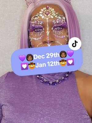 My favorite color 💜💟💜💟 💜💜Dec29th💜💜 & 💟🤠💜👩🏾‍🦱Jan 12th👩🏾‍🦱💜🤠💟 @MoE @MoE @MoE  #2differentlooks #transition #makeuptransition #outsidetransition #faceart #myfavoritecolor #facejewels #glittermakeup #creativemakeup #faceartmakeup #Purple #purplehair #jan12th #everythingpurple #allpurple #purplecowgirls #lavenderhair #lavendermakeup #purpleboots #lavender #Royalty #whiteeyes #purpleeyes #outfitofthenight #outfitoftheday #Purple #purplemakeup #purplehair #purpleoutfit #white #Sunday 