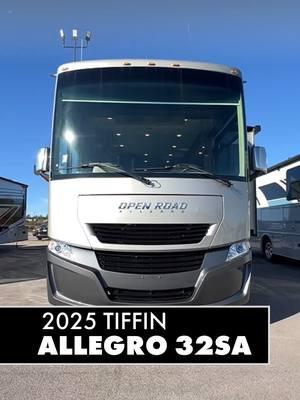 The open road is calling! Answer with the perfect blend of comfort and luxury in the NEW 2025 @tiffinmotorhomes Allegro 32SA. This gas-powered motorhome features plenty of upgraded and standard amenities you'll love like the: · Washer/Dryer Combo · Fireplace · Theater Seating · Residential Fridge · Exterior TV · King Bed and so much more! Explore this floorplan and ALL Tiffin Motorhomes online now at greatamericanrv.com! . . . #tiffin #tiffinmotorhomes #tiffinallegro #openroadallegro #openroad #gaspowered #motorhomelife #motorhomelife #motorhomeliving #gorving #rvtour #motorhome #luxuryrv #kingbed #outdoortv #fireplace #theaterseating #rvforsale