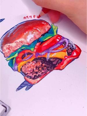 🍔Burger 🍔 Drawing with Arrtx Acrylic markers! Full video on my YouTube, link is in my bio!  #traditionalart #sketchbookdrawing #sketchbook #mixedmediaart #mixedmediaartwork #coloredpencil #coloredpencilsketch #traditionaldrawing #arrtx #arrtxart #arrtxmarkers 