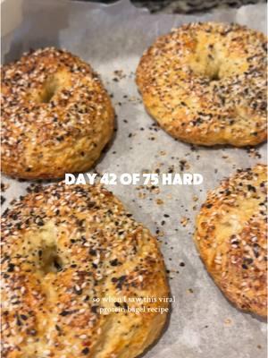 I am OBSESSED with these bagels and I will be making them every week. 😍 Shoutout to @Kristina Turnure for being the best coach ever, I love working towards my fat loss goals without feeling like I’m starving or missing out on my fave foods 🥺🫶🏼 #wellness #75hard #75hardchallenge #75hardjourney #proteinbagel #bagels #proteinrecipes #cottagecheese 