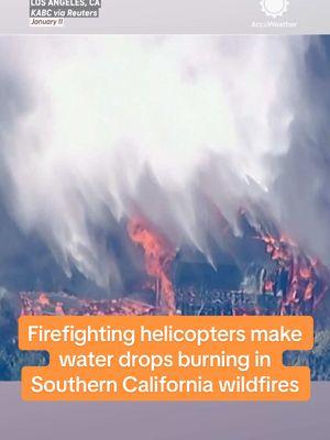 Watch as firefighting helicopters make water drops on homes engulfed in flames in the Palisades Fire over the weekend. ⁣ ⁣ #palisadesfire #fire #wildfire #socal #losangeles #firefighter #california #news #usnews #accuweather 