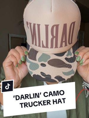 Darlin’ 🫶🏼 This hat is SO cute😍 #apparel#hat#camo#girlsthathunt#hunting#TikTokShop#tiktokshopfinds#haul#OOTD#darlin#cute#fashion#truckerhat#camouflage#musthave#new#imjustagirl 