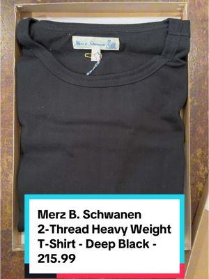 Unboxing the new Merz B. Schwanen 2-Thread Heavy Weight T-Shirt in Deep Black 215.99 #fashiontok #denimtok #selvedgedenim #thebear #merzbschwanen #jawnzenthusiasts #selfedge 