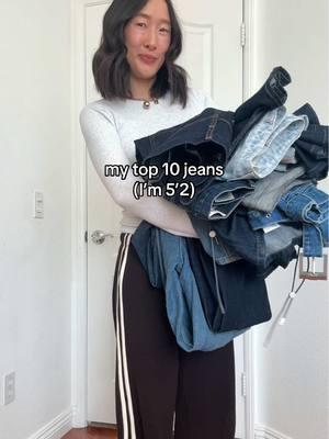 TOP TEN JEANS (PETITE FRIENDLY) coping with tt being gone in a week by posting like it isn’t happening 😭 also the still here indigo jeans are def a bit longer and need to be hemmed, i find the length is much longer on that colorway! #toptenjeans #denimcollection #petitefriendlyjeans #petitefriendlydenim #denimreview #agolde #citizensofhumanity #stillherecooljeans 