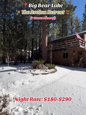 "#Escape to Avalon Retreat 🌲 Perfect for up to 7 guests, this cozy cabin is your ideal getaway for relaxation and adventure #bigbearcalifornia #bigbearlake #bigbearmountain #bigbearcalifornia #bigbearcabin 