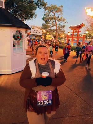 “When it’s Day 2,  5 AM, 40 degrees, and I’m running dressed as Chip & Dale… sip ☕️ 🏃‍♀️❄️ #RunDisney #Cold5K #CoffeeFirst #rundisney10k #rundisney2025 #rundisneydopeyrunner #rundisneycostume #rundisneymarathonweekend 