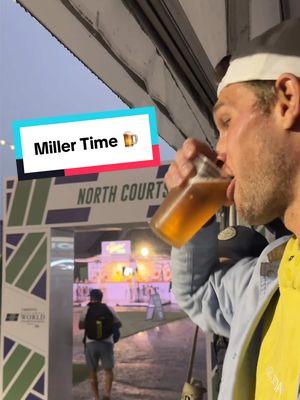 Monsoon = No Line at Miller Time 🍺  & placed 7th in the world pickleball championships!! 🤷🏼‍♂️😂 #millertime #chug #beer #fyp