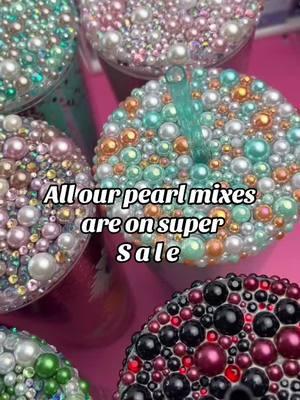 Snag our pearl mixes before they are gone! #pearls #flatbackpearls #rhinestones #rhinestonetumbler #blingtumbler #blinglid #onthisday 