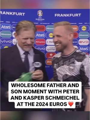 Wholesome content for your timeline 😁 Throwback to the 2024 Euros when Peter Schmeichel and his son Kasper, Denmark’s goalkeeper, had this interaction ❤️ #Euros #Schmeichel #PeterSchmeichel #KasperSchmeichel #Denmark #GoalKeeper #Danish #UEFAEuro #UEFA #2024Euros #EURO2024 #2024 #Father #son #Fatherandson #family