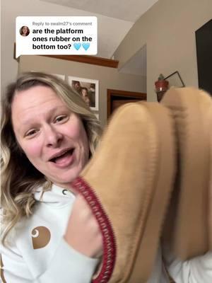 Replying to @swalm27 rubber soles, water resistant fabric and less than $40! #slippershoes #winterboots #outdoorslippers #midwest #snowboots 