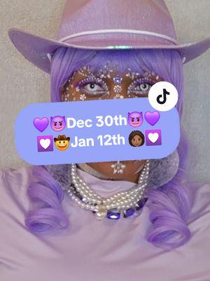 💜😈Purple Devil 😈💜 & 💟🤠Lavender CowGirl 🤠💟 @MoEUnique82 @MoEUnique82 @MoEUnique82   #transition #makeuptransition #outsidetransition #faceart #facejewels #glittermakeup #creativemakeup #faceartmakeup #lavender #lavenderhair #lavendermakeup #lavenderboots #purplecowgirlhat #outfitofthenight #fitcheck #jan12th #dec30th #December #December2024 #purplehair #purpledevilhorns #devilhorns #purpledevil #jan2024  #purpleoutfit #Royalty #myfavoritecolor 