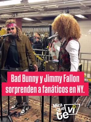 Bad Bunny fue visto dando una actuación sorpresa en una estación de metro de la ciudad de Nueva York con el presentador de The Tonight Show, Jimmy Fallon. . . . . . #miraquetevi #badbunny #jimmyfallon #newyork #debitirarmasfotos 🎥 @mickmicknyc 