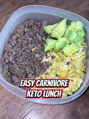 What I’m having for lunch today! Some grass fed beef, 3 scrambled eggs and half an avocado! So perfect for my weightloss fitness journey! Follow for more! #carnivore #carnivorediet #carnivorelife #keto #carnivoreketo #ketodiet #weightloss #fyp 