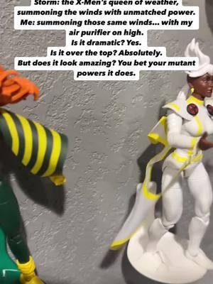 When Storm commands the wind, it’s legendary. When I command the air purifier, it’s… resourceful. 🔗 Link to our action figure stands in bio #xmen #storm #actionfigures #toycollectors #collectibles #superherodiy