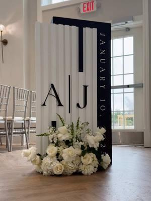 Alexandria & Joseph 🖤 I don’t even know where to start with this one! We kept their signage set modern and elegant with pops of black. The black aisle runner was to die for and really helped tie everything together in the ceremony space! This wedding will also hold a special place in my heart! #weddingdaydetails #weddingsignage #weddingdecor #weddinginspo #weddingsign #weddinginspiration #weddingdecoration  Wedding, wedding decor, seating chart, table numbers, bar signs, table numbers