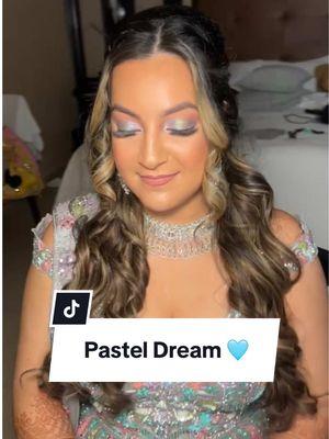 A pastel eyeshadow dream! 🩵 #southasianbride #bridalmakeup #makeuptransformation #pasteleyeshadow #shimmeryeyes  south asian bride, bridal makeup, high demand areas, dream wedding look, makeup transformation, bridal beauty, peak wedding season, get ready with me, destination wedding, glam bridal look, colorful makeup, shimmery eyeshadow, sangeet night