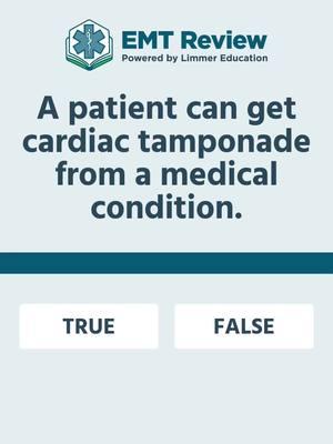 Is this EMS practice question true or false? Watch the breakdown.  #NREMT #nremtprep #nremtexam #emtstudent #medicalcondition #emt #emtstudent #futureemt #ems #cardiactamponade 