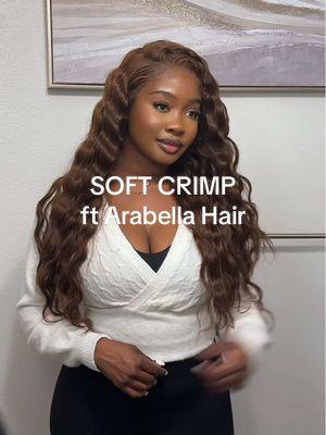 Soft crimp on a brown wig >> ✨ such a cute look!   @Arabella Hair Official #crimpedhair #darkbrownhair #exchangechallenge #arabellahair 