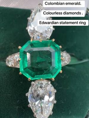 Has to be one of my favorite rings in a while. Would be one that could easily have been remade into three rings or something else throughout its life but thankfully it has survived to this day. #courtville #antique #ombas #miami #jewellery #antiquejewelry #emerald #matthewweldon #originalmiamibeachantiqueshow #statement #statementring #edwardian #edwardianjewelry 