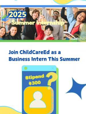 Calling all future business leaders! 🚀 Gain hands-on experience with ChildCareEd this summer while making a social impact. Apply to be a Business Intern by clicking the link in our bio. Follow @ChildCareEd  #businessinternship #SummerInternship2025 #collegekids #highschoolkids #InternshipOpportunity #FutureLeaders #entrepreneurshipskills #earlychildhoodeducator #childcareprovider #summerinterns2025 #earlychildhoodeducation #CareerGrowth #SocialImpact #ChildcareEducation #businessskills 