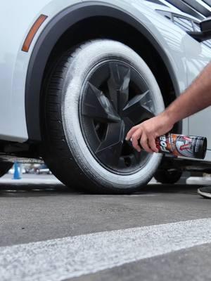 Clean, Shine and Protect all in one tire product! Hot Shine Tire Foam! #meguiars #DIY #tireshine #CleanTok #asmr #detailtok #toyota #prius #automotive #car #tirefoam