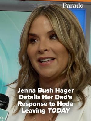 Jenna Bush Hager hosted her first show of its new era, sans Hoda Kotb today. She recalls phoning her parents, former President and First Lady of the United States George W. and Laura Bush "weeping." ⁠ ⁠  For more from Parade's exclusive interview with Jenna (plus whether more kids are in her future!), head to our 🔗 in bio.⁠  #jennabushhager #todayshow #TODAY #jennaandfriends