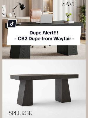 Another dupe alert!! This cb2 desk has a great dupe from Wayfair ! #cb2dupe #furnituredupes #decordupes #wayfairfinds #wayfairfurniture #wayfairdesk #cb2desk #thefurnitureplug 