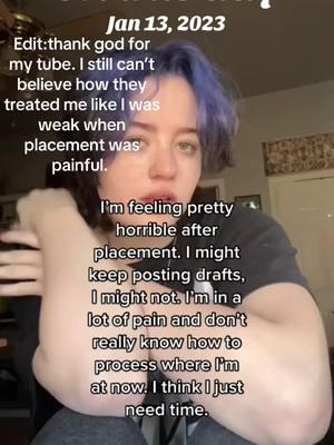 #onthisday it’s crazy that I’ve had my tube 2 years now. I’m so grateful for it for saving my life and giving me the chance to get the surgery that changed my baseline for the better. My tube continues to save my life and keep me out of the hospital. My initial placement was so painful and they told me it wouldn’t have been. I’m still shocked at the response I got when I needed pain management after they STABBED an organ. If your gj placement SUCKS, j know that a lot of us experienced that. It’s painful. But it does get better. My tube is comfortable now. I almost forget I have it. If you need pain management, push. Advocate for yourself. You aren’t weak. You’re not crazy bc it hurts. It HURTS for some ppl. For most of who’ve I’ve seen. #heds #hEDS #brainfog #chronicillnessawareness #cptsd #dissociation #vascularcompression #painmanagement #pots #chronicpain #malnutrition #disabled #MentalHealth #fatigue #mals #tubie #feedingtubeawareness #smas 