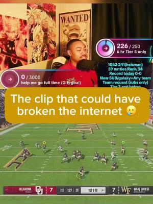 The clip that could have broken the internet 🥲 #TikTokLIVE #LIVEhighlights #cfb #collegefootball25 #tiktokhighlights #streaming #ncaa25 #cfb25 #football #NCAAHighlights 