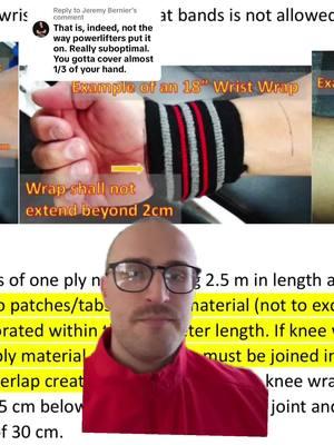 Replying to @Jeremy Bernier #greenscreen Covering almost a third of the hand would likely put the wrist wrap in contact with the bar, which is against the rules #powerlifting #research #wristwraps 