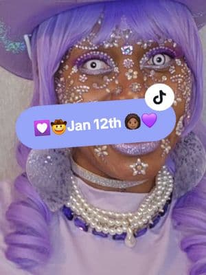 💟👩🏾‍🦱Jan 12th👩🏾‍🦱💟  @MoEUnique82 @MoEUnique82 @MoEUnique82 #transition #makeuptransition #outsidetransition #faceart #facejewels #glittermakeup  #creativemakeup #faceartmakeup #fitcheck #outfitofthenight #lavender #lavenderhair #lavendermakeup #lavenderboots #purplecowgirlhat #Purple #purplehair #purplemakeup #purplecowgirls #jan12th  #iamastar 