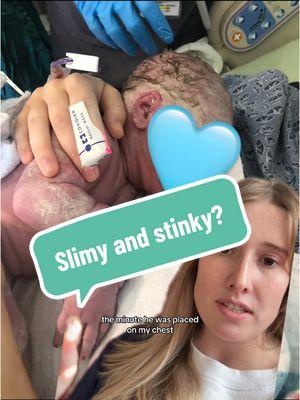 Replying to @jacqvick8 #greenscreen is your baby slimy or stinky after birth?? Let’s look and see! #newborn #birtheducation #laboranddelivery #momlife #momtobe #pregnant 