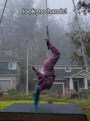 Doing this stuff just cause I can. #circusartist #trapeze #heelhang #aerialist #circus 