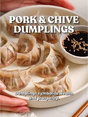 Lunar New Year Series: Pork & Chive Dumplings 🥟 These dumplings symbolize wealth and prosperity. So you can bet my plate is piled high with these savory dumplings! Grab the recipe from my blog linked in bio ✨ . . . #lunarnewyear #chinesenewyear #cny #EasyRecipes #chinesefood #dumplings 