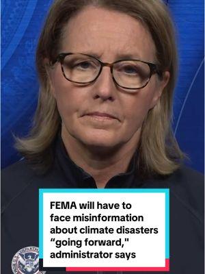 FEMA Administrator Deanne Criswell says misinformation about climate disasters "is going to be something we're going to have to face going forward," after seeing misinformation spreading about Hurricane Helene last year and now the California wildfires. "We're going to have to work closely with local officials on all these events to make sure we're getting the right information to the people that have been impacted." #news #weather #climate #hurricanehelene #palisades #wildfires 