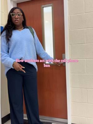 It’s been a week of the cell phone ban in South Carolina. They’re just banning everything these days. 😒 . #teacher #teachersoftiktok #teachertok #blackteachersontiktok #cellphoneban #genz #highschool #teacherlife 